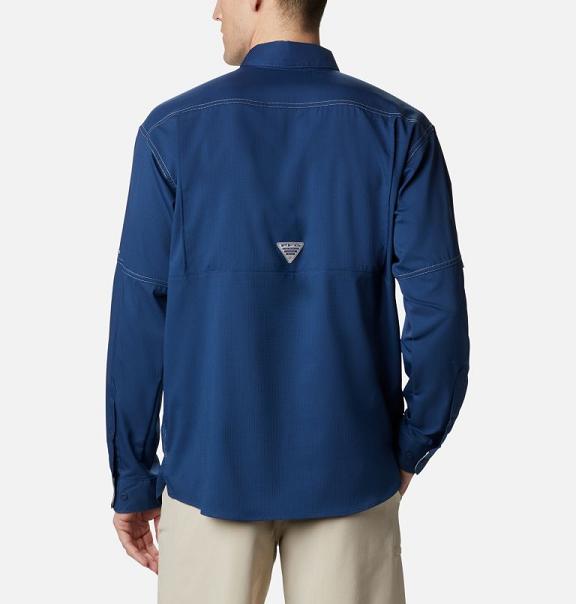 Columbia PFG Low Drag Offshore Shirts Blue For Men's NZ69410 New Zealand